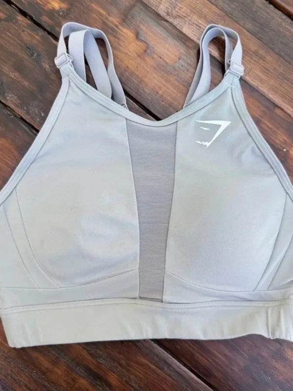 Gymshark High Impact Mesh Sports Bra Gray Racerback Adjustable Straps XS/S - Image 2