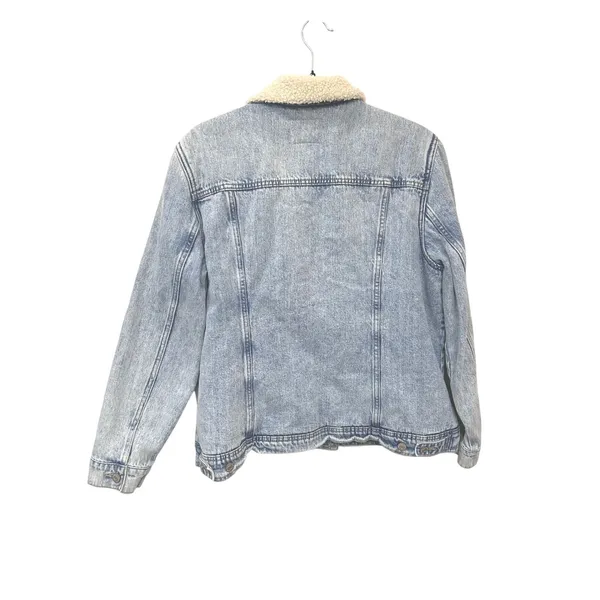 Old Navy Womens Sherpa Lined Denim Trucker Farm Ranch Chore Jacket Cotton XL - Image 9