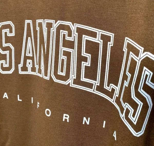 Unbranded LA Los Angeles California Long Sleeve Graphic Top Brown White XL - Image 4