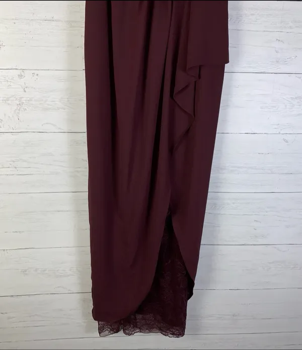 Forever New maroon wrapped strappy dress front slit size 8 - Image 3