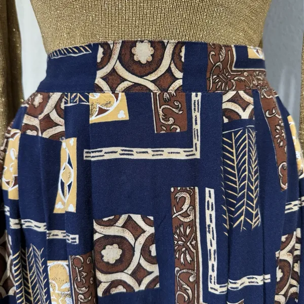 Sag Harbor 1/2 Elastic Waist Boho Midi Skirt Geometric Print Peasant Indie Large - Image 5