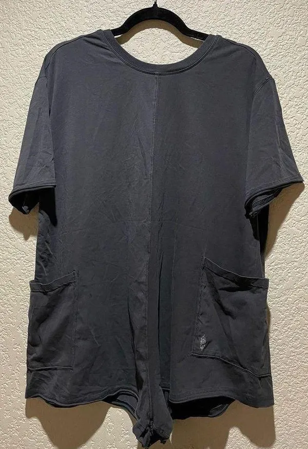 Free People Movement NWOT Hot Shot Tee Romper Washout Black Size S - Image 3