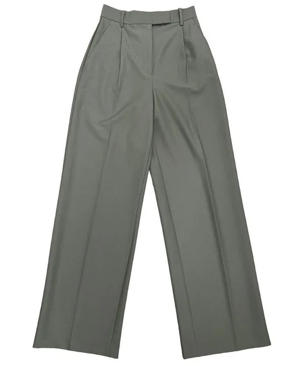 ZARA High Rise Pleated Wide Leg Trouser Pant khaki Women’s Size XS - Image 3