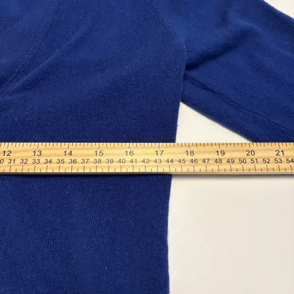 Lauren Ralph Lauren Sweater Women Large Blue Silk Cashmere Shawl Neck V-Neck - Image 6