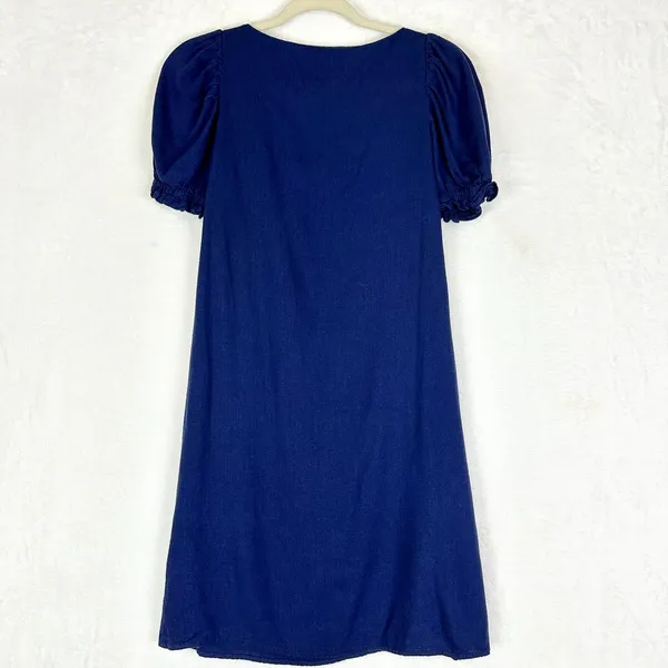 Tuckernuck Pomander Place Linen Blend Darcy Dress Size Small Navy Blue - Image 4