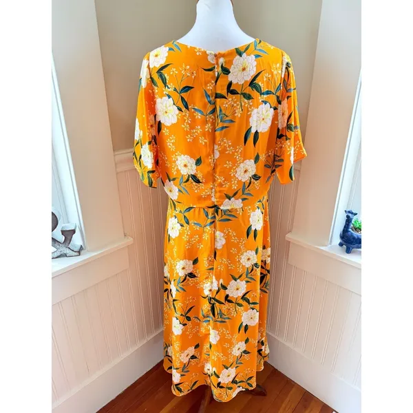 Rachel Rachel Roy Marigold Floral Flutter Sleeve Midi Dress L - Image 2