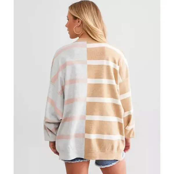 Free People Uptown Oversized Pullover Womens Small Striped - Image 2
