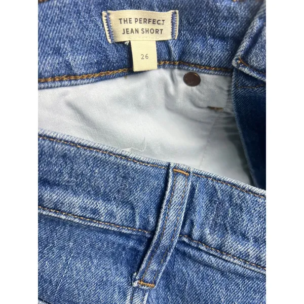 Madewell The Perfect Jean Shorts 26 Medium Wash Raw Hem Cutoff Denim NJ046 - Image 4