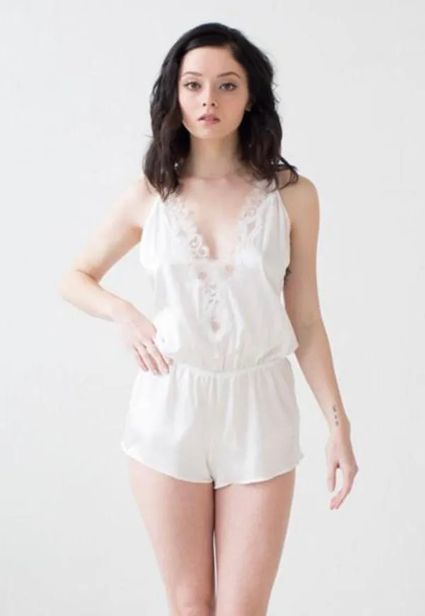 Salua Stardust Silver-Grey & Black Silk Mini Romper Lingerie - Image 7