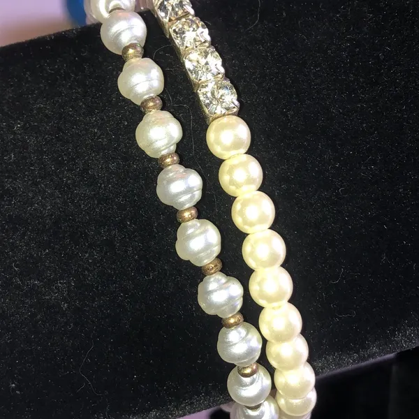 Faux Pearl and Rhinestone Stretch Bracelet Set - Image 4