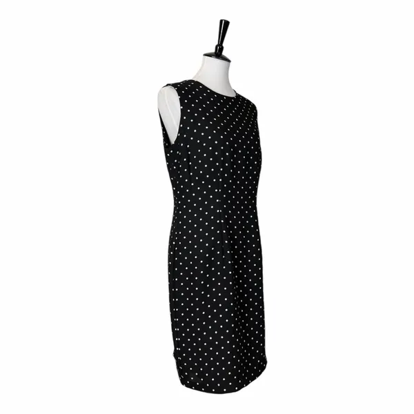 SAG Harbour Y2K Black Polka Dot Sleeveless Sheath Dress Knee Length Size 14 - Image 3