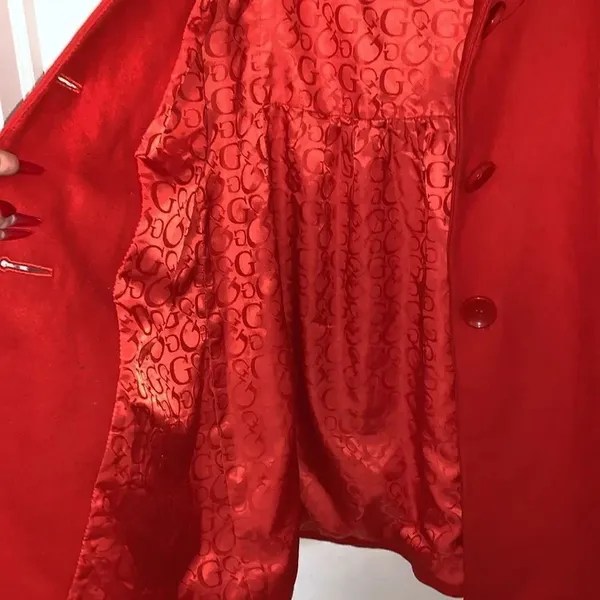 Guess Wool Blend Red Peacoat Jacket Size S - Image 4