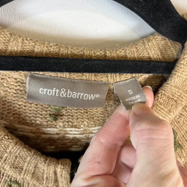 Croft & Barrow Women's Size Small Fair‎ Isle Pinecone Zip Up Cardigan Sweater - Image 4