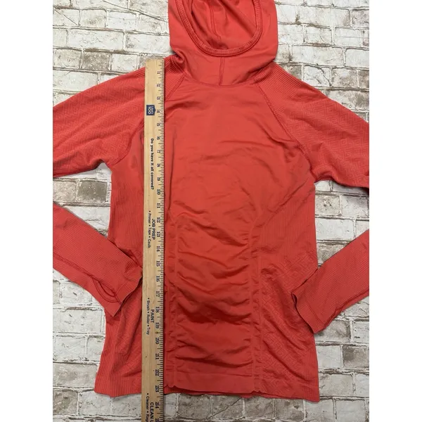 Athleta Hoodie Size M Pullover Long Sleeve‎ Orange Running Stretch Tracker - Image 4
