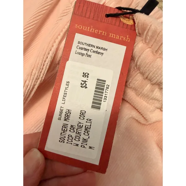 NWT Southern Marsh Courtney Corduroy Lounge Pants Pink Velour M Preppy - Image 9