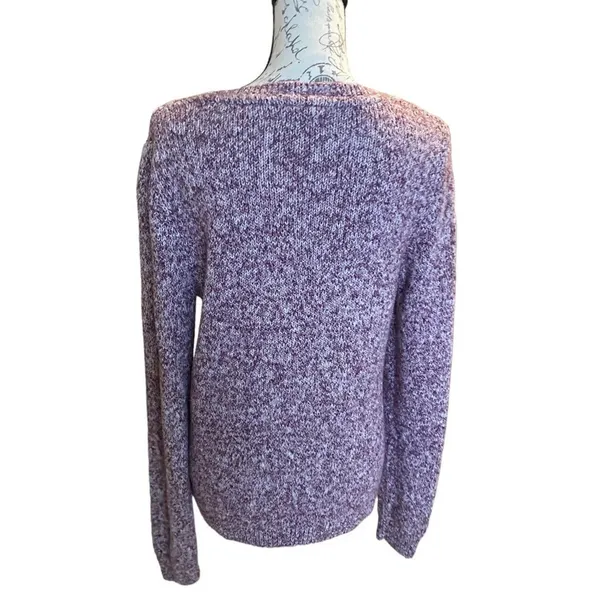 Tommy Hilfiger Women's Round Neck Sweater Wine White Cable Knit Size Large - Image 3