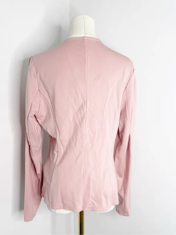 Halara Sculpt Knit  Pink Gold Button Open Front Jacket Blazer Size Large - Image 5