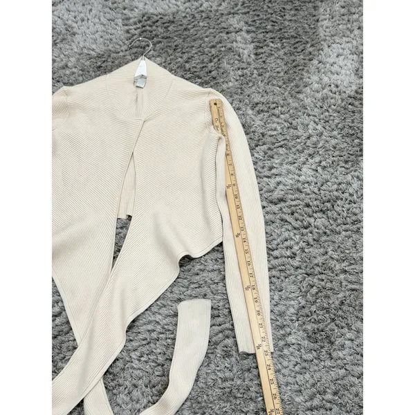 Athleta x Alicia Keys Ribbed Tie Front Knit Wrap Top Sweater Cream Womens Size M - Image 10