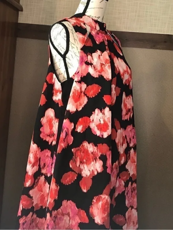 Gianni Bini Black One-Shoulder Halter Dress with Pink & Red Floral - Image 10