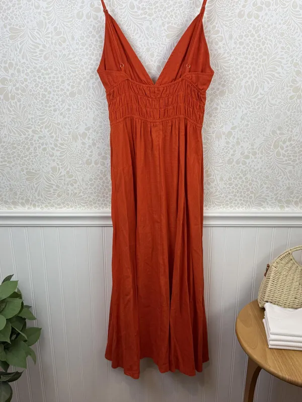 MVN The Label Orange Feast of Fire Linen Blend Sleeveless Maxi Dress - Size - 4 - Image 7