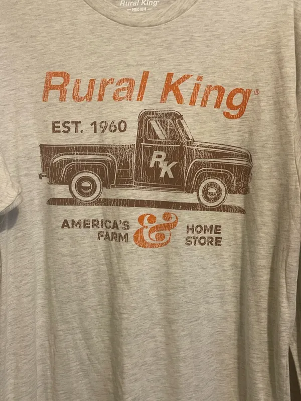 Rural King Vintage Logo Long Sleeve Tee Soft Beige Crew Neck Size medium - Image 3