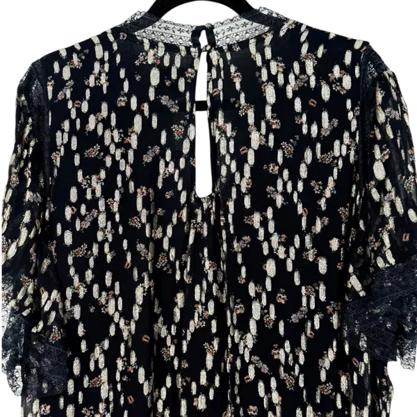 NWT Anthropologie Maeve V-Neck Lurex Tiered Mini Dress Navy Metallic Size Medium - Image 8