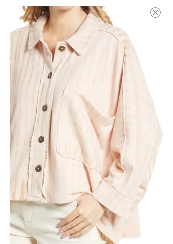 Free People Montauk High/Low Button-Up Shirt Jacket Shacket Tea Combo NWT Size L - Image 3