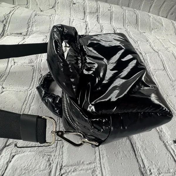 WOUF Nuit Bowling Bag Mini Tote Purse Black Adjustable Crossbody Strap Puffy - Image 5
