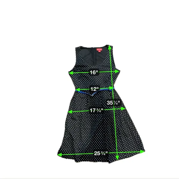 Elle Polka Dot Sleeveless Mini Swing Dress w/ Cobalt Blue Belt - Size 8 - Image 13