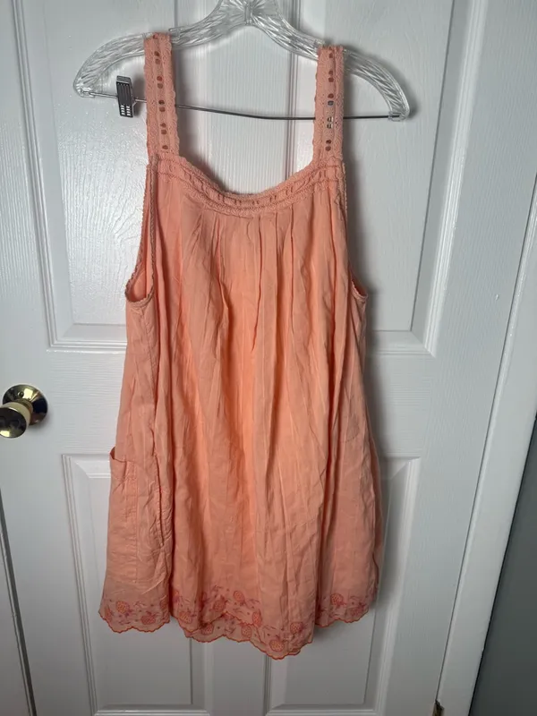 Free People Latecia Embroidered Cotton Mini Dress in Spring Melon XL - Image 7