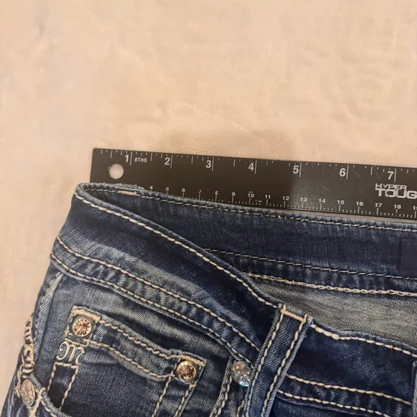 Miss Me Jeans, Women's Size 32 Blue, Denim, Gems Back Pocket, Flared - Image 8
