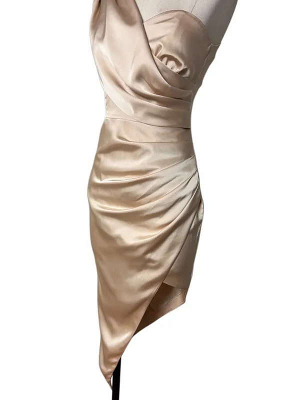Lavish Alice Champagne One Shoulder Asymmetrical Dress - Image 6