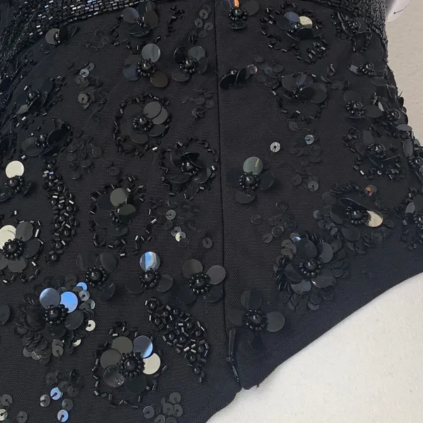 NEW Mac Duggal Sz 4 One Shoulder Flower Sequin Embellished‎ Gown in Black - Image 12