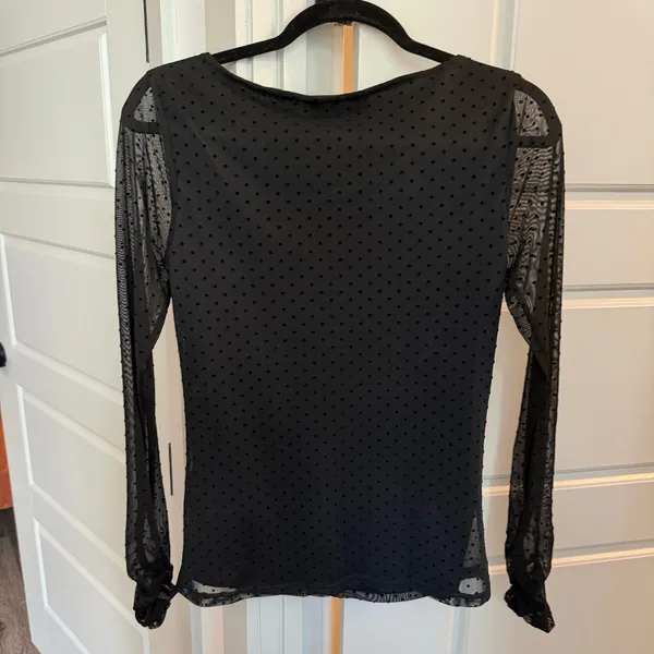 LAUNDRY by Shelli Segal Boatneck Long Sleeve Ruched Mesh Top - Image 8