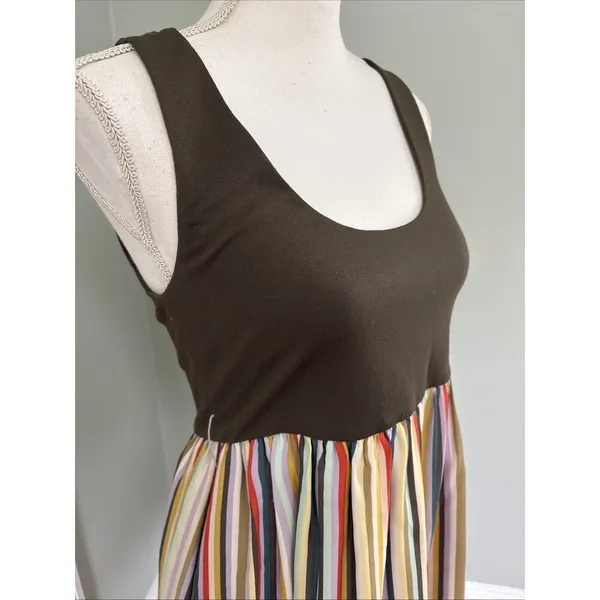 Alice + Olivia Sahara Multi-color‎ Striped Mini Dress Olive Green Small - Image 2