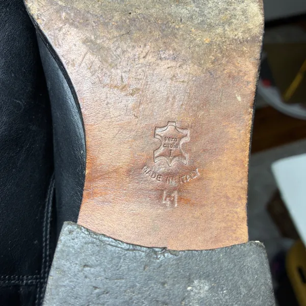 Saks Fifth Avenue Black Leather Riding Boots Buckle Made in Italy EU 41 - Image 10
