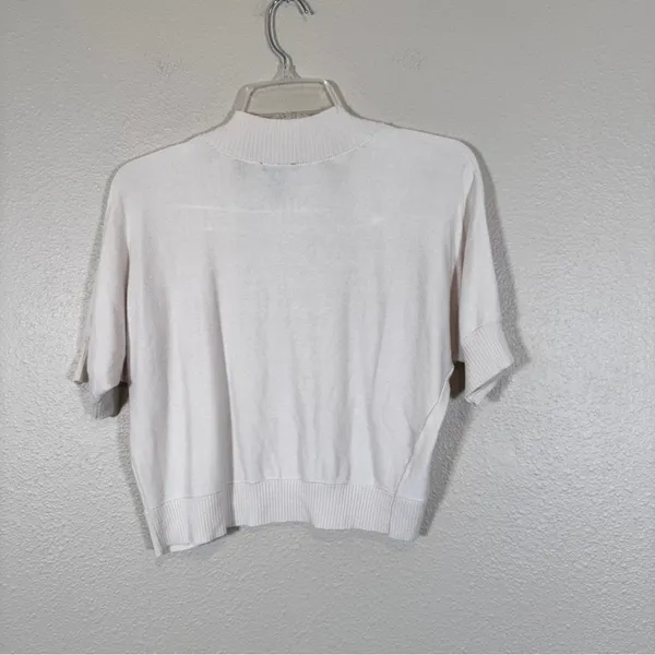 Ann Taylor Cream Cropped Cardigan Sweater Womens S Shrug Y2K Style Open Front - Image 5
