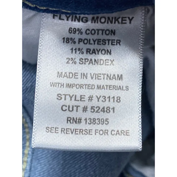 Flying Monkey Women's Blue Distressed Raw Hem Crop Straight Denim Jeans Size 26 - Image 4