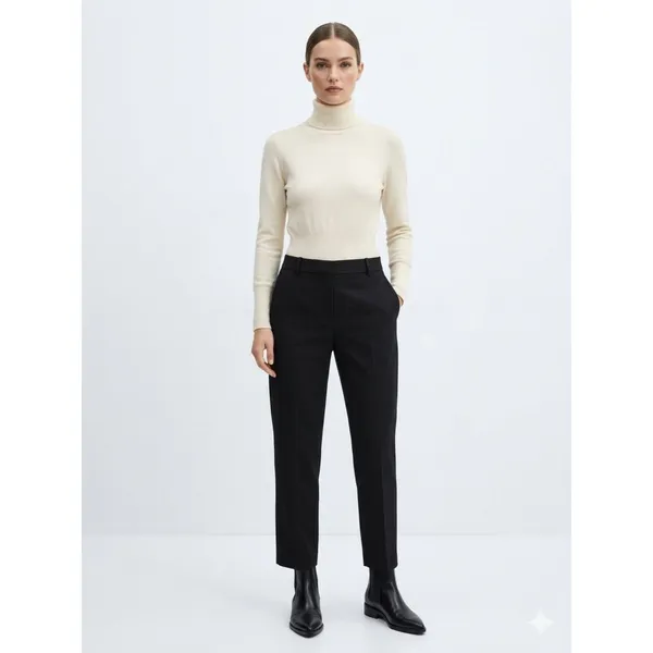 Banana Republic Silk Cashmere Blend Ivory Cream Long Sleeve Turtleneck Sweater M - Image 5