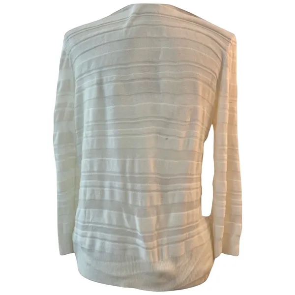 New York and Company Cream Sheer Knit Button Cardigan 3/4 Sleeve Sweater size M - Image 6