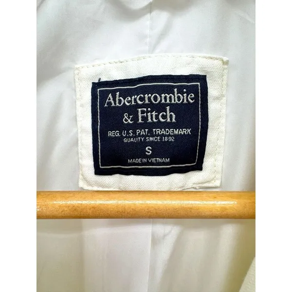 Abercrombie & Fitch Linen Blend Blazer Double Breasted Ivory‎ Women's Size Small - Image 3