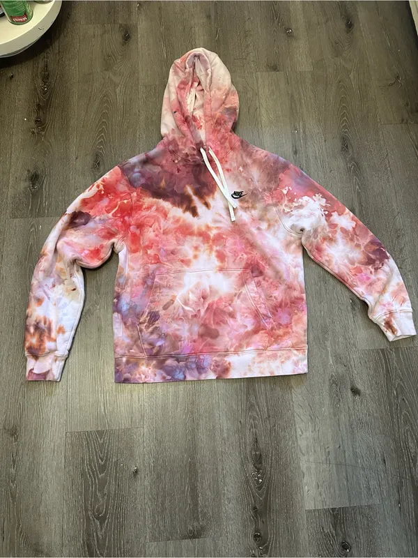 Nike Tie-Dye Hoodie - Pink, Purple & Coral Wash - Image 2