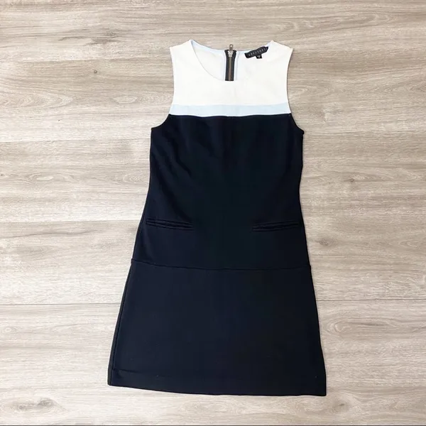 Sanctuary Colorblock Mod Shift Mini Dress Black White Blue S - Image 4