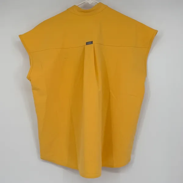 NWT FIGS Rafaela Oversized Scrub Top M Lifesaver Yellow Mandarin Collar - Image 2