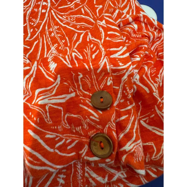 C&C California‎ Linen Wide Leg Pants Women M Red Tropical Leaf Coastal Resort - Image 8