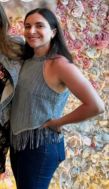 Denim rhinestone top Blue - Image 4