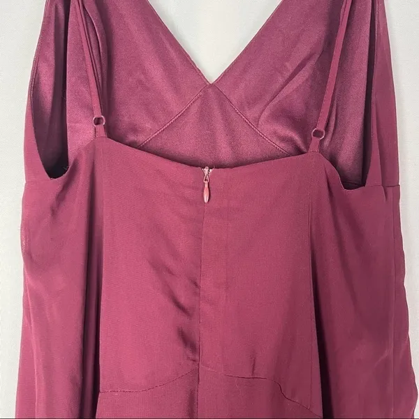 Lulu's Burgundy Wine Red‎ V-Neck Chiffon Maxi Dress S - Image 7
