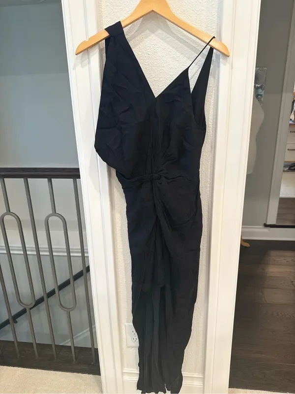 Significant Other Black Asymmetric Twist Front Maxi Dress Size 4 - Image 2
