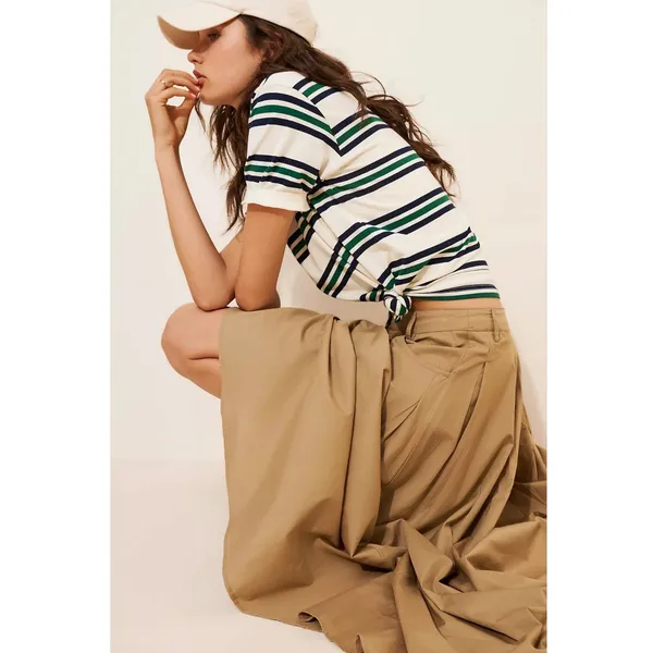 Free People All Around Midi Maxi Full Skirt Olive Tan Khaki Size XL Neutral NWT - Image 5