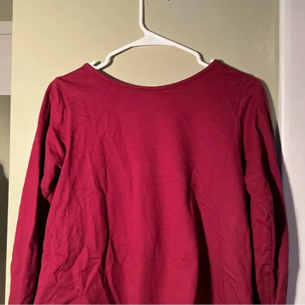 Flutter Squeak‎ Women's Size Medium Thick Knit Top Sweatshirt Cherry Red Pockets - Image 7